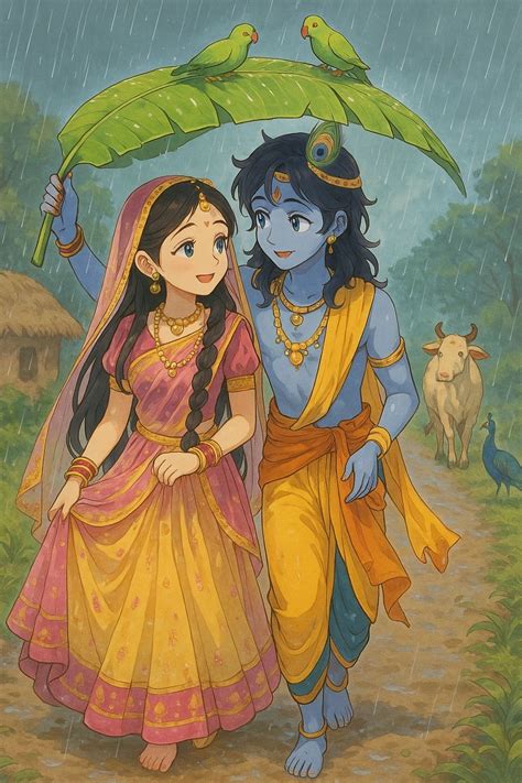 Radha Krishna Ghibli Art