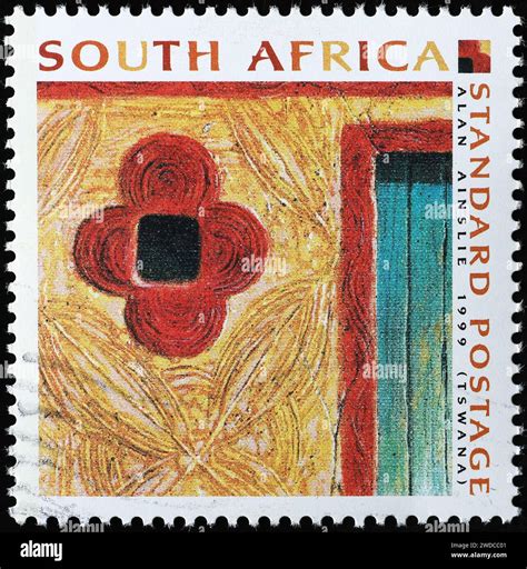 South african colors and patterns on postage stamp Stock Photo - Alamy