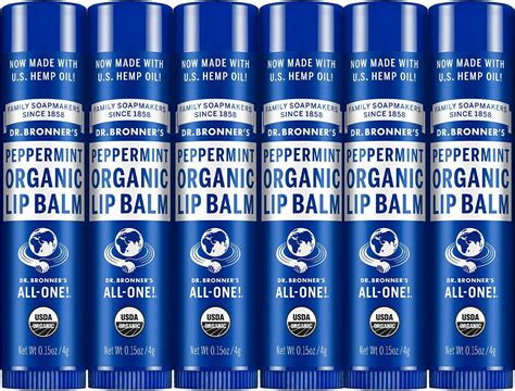Amazon.com : Dr. Bronner's - Organic Lip Balm (Peppermint, 0.15 ounce ...