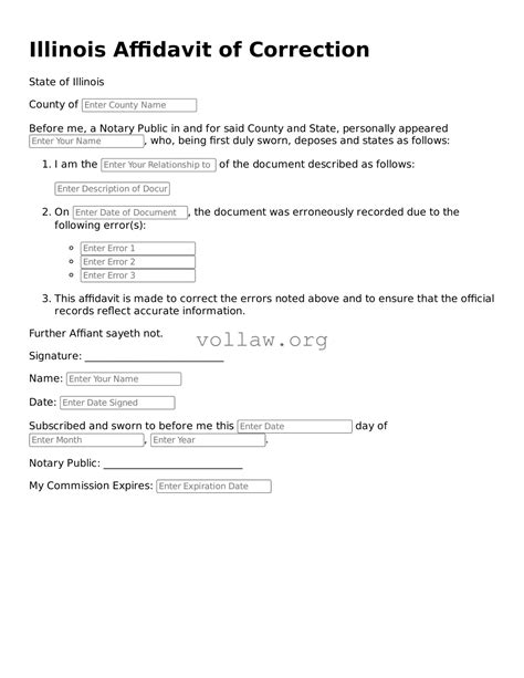 Create Your Illinois Affidavit of Correction With Our Free Form