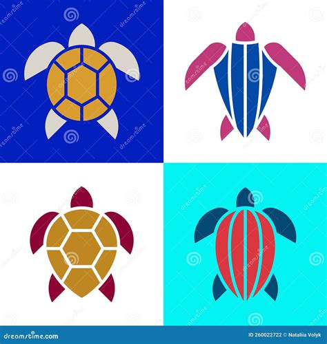Set of Sea Turtle, Sea Turtle Logo Stock Vector - Illustration of elements, element: 260022722