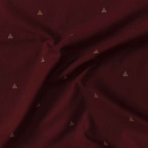 Pure South Cotton Handloom Deep Maroon With Triangle Motifs Woven Fabr ...
