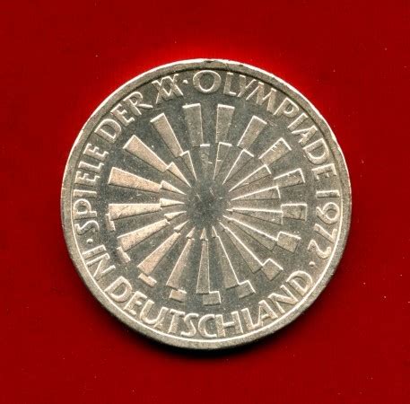 1972 - GERMANIA - 10 MARCHI OLIMPIADI ARGENTO SPIRALE ZECCA J - LOTTO ...