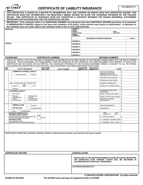 Workers Comp Certificate of Insurance Sample
