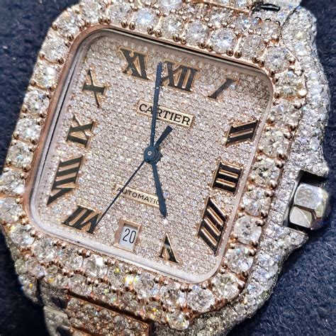 ROSE GOLD ICED OUT CARTIER WATCH 41mm | "BUST DOWN CARTIER ICED"
