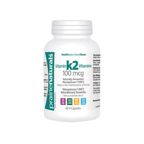 Prairie Naturals Vitamin K2 100mcg - Naturally Fermented Menaquinone 7 (MK7)