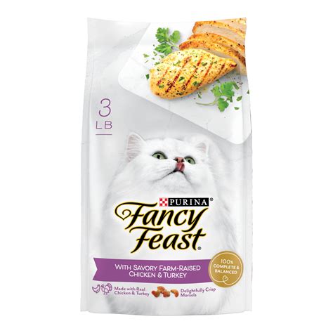Purina Fancy Feast Dry Cat Food Savory Farm Raised Chicken Turkey, 3 lb ...