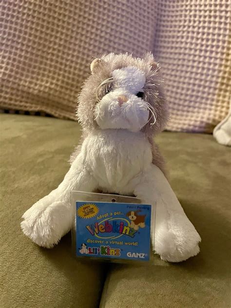 Ganz Webkinz lil kinz white and grey cat stuffed animal with USED code ...
