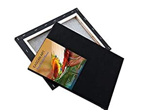 EASCAN ART Cotton Medium Grain Black Primed Stretched Canvas 10 Oz ...