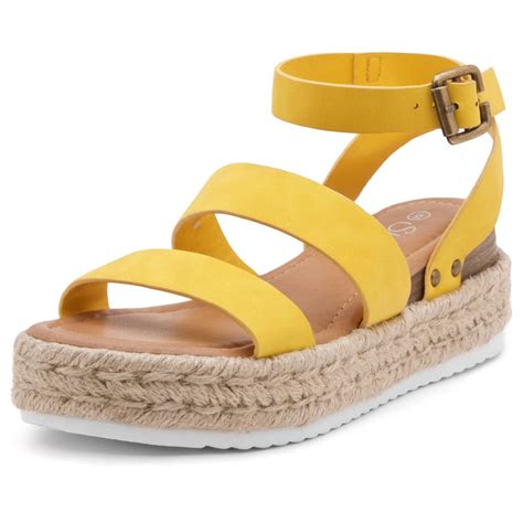 Shoe Land ALYSA Womens Open Toe Ankle Strap Platform Wedge Shoes Casual ...