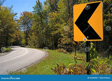 Road Curve Ahead Sign stock image. Image of road, outdoors - 36440481