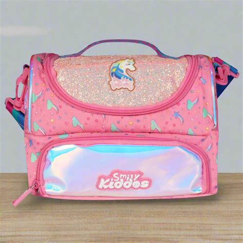 Smily Kiddos Double Compartment Holographic Lunch Bag Unicorn Theme Pi ...