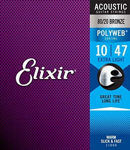 Elixir Strings Acoustic Guitar Strings, 6 String, Extra Light POLYWEB ...