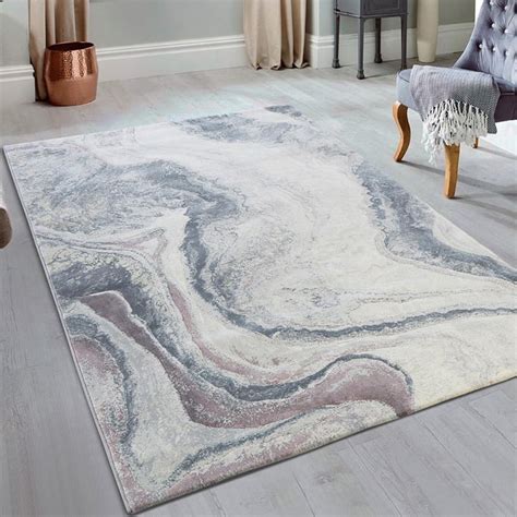Buy OBSESSIONS Grey Marble Patterned Polypropylene Floor Rug ...