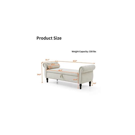 Buy CALABASH Storage Bench 63 Velvet Rectangular Storage Ottoman Sofa ...