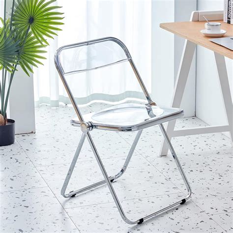 Amazon.com: Suzile 2 Pcs Modern Acrylic Folding Chair Armless Event ...
