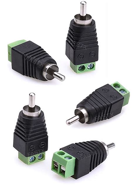 FASTX® Green Black Pack of 5, RCA to AV Screw Terminal Connector, RCA ...