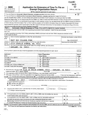 Fillable Online Form 8868 (Rev. January 2011) - Internal Revenue ...