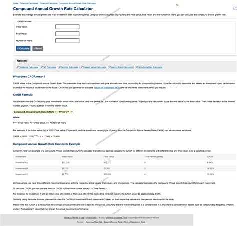 CAGR Calculator: Calculate Growth Rate Online - CalculatorFree