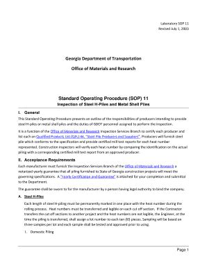 Fillable Online dot ga Standard Operating Procedure (SOP) 11 - The GDOT ...