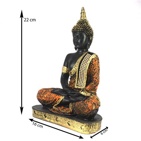 Orange Meditating Buddha Decorative Showpiece - eCraftIndia Online