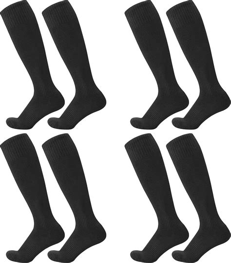Zuimei 4 Pairs Football Socks for Men, Black Soccer Sock Knee High Long ...