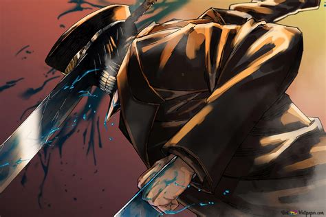 Katana man Hybrid form from Chainsaw man 4K wallpaper download