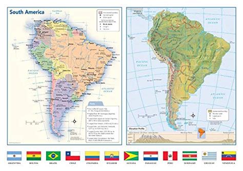 Buy South America Political & Physical Continent with Country s - 17" x ...
