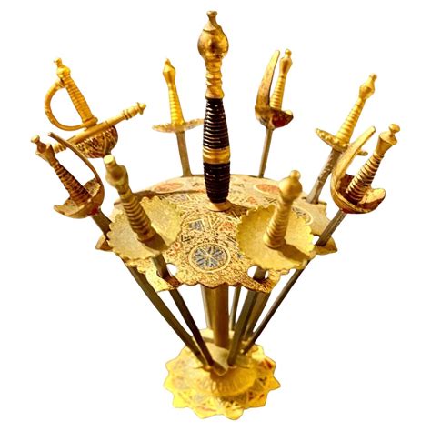 Mid Century Spanish Vintage Toledo 8 Sword Cocktail Martini Sticks On ...