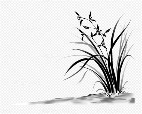 水墨小草植物简图图片素材免费下载 - 觅知网