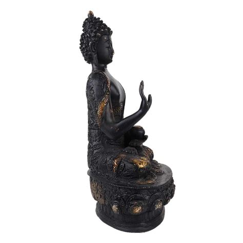 Handmade Black Brass Buddha Medicine Statue And Blessing Pose