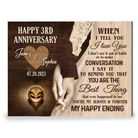 Happy 3rd Wedding Anniversary Personalised 3rd Wedding Anniversary