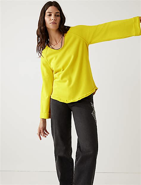 Buy Pure Cotton V-Neck Sweatshirt at Marks & Spencer