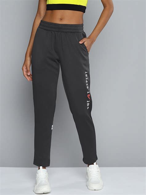 ALCIS Women Charcoal Grey Typography Track Pants AAWTRADM00027902-XS