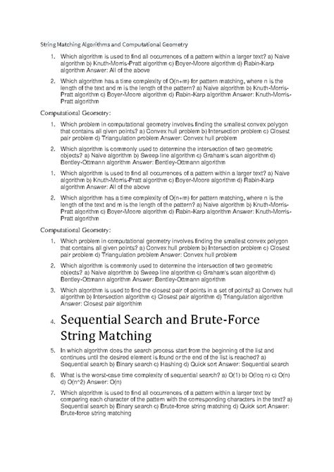 Cse408 unit 2 - units 2 - String Matching Algorithms and Computational ...