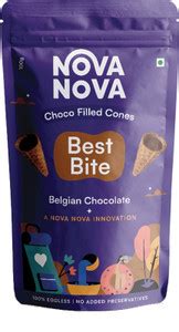 Nova nova Best Bite Choco Filled Cones| Belgian Chocolate | 100% Eggles ...