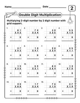 Two-Digit by Two Digit Multiplication 4th Grade 的图像结果