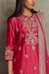 Buy Pink Cheniya Silk Floral Keyhole Embroidered Kurta Dhoti Pant Set ...