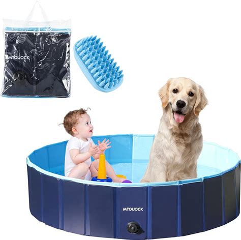Buy MTOUOCK Dog Pool, Foldable Kiddie Pool with Hard Plastic Suit for ...