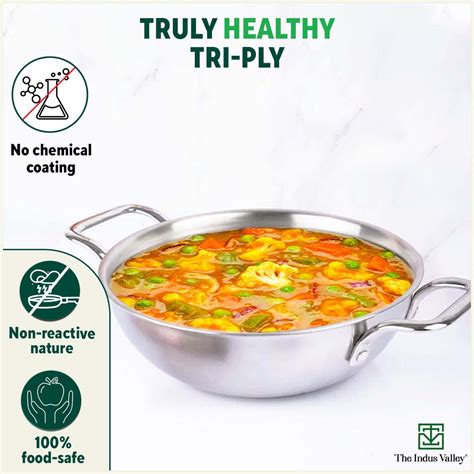 Buy Best Triply Stainless Steel kadai / kadhai with Glass lid Online ...
