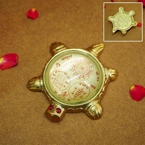Buy Brass Feng Shui Tortoise: Good Luck with Shree & Kuber Yantra ...
