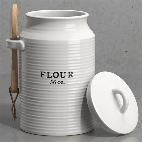 Barnyard Designs Flour Kitchen Canister, Airtight Ceramic Canister with ...