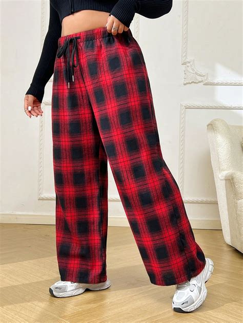 Valentine's Day,Plus Size Women's Red Plaid Pants | Red plaid pants ...