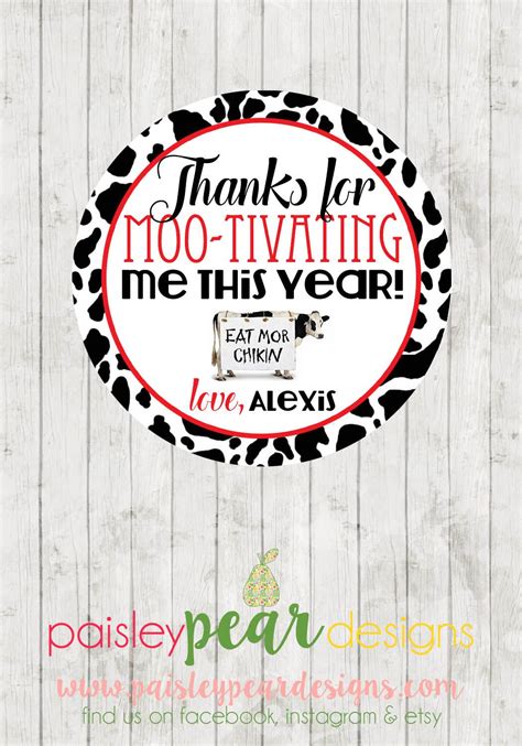 Moo-tivating Chick-Fil-A - Teacher Appreciation Tags | Teacher ...