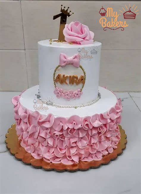 Shop for Fresh 1st Birthday Girl 2 Tier Pink Theme Cake online