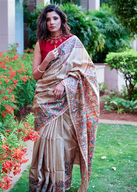 Pure Ghicha silk handpainted madhubani saree – Sujatra