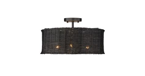 Golden Lighting 1084-SF BLK-BW Erma 3 Light 16" Wide Semi-Flush Drum ...