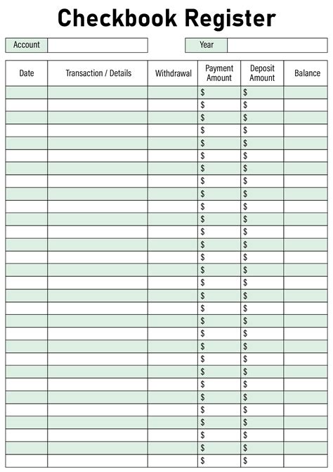 Checkbook size check register printable template - ferydiscover