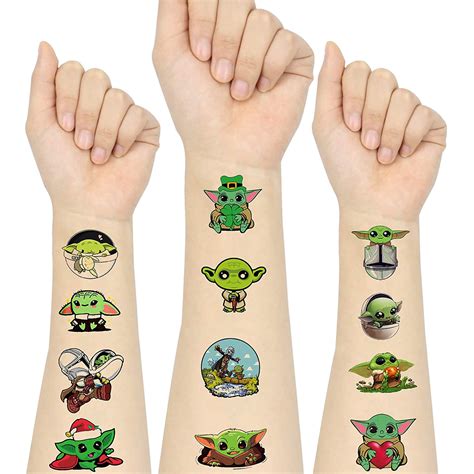 Buy Baby Yoda Temporary Tattoo Birthday Decorations Party Supplies For ...