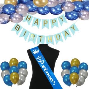 FUNCART Birthday prince Decoration Kit Combo With balloons, banner ...